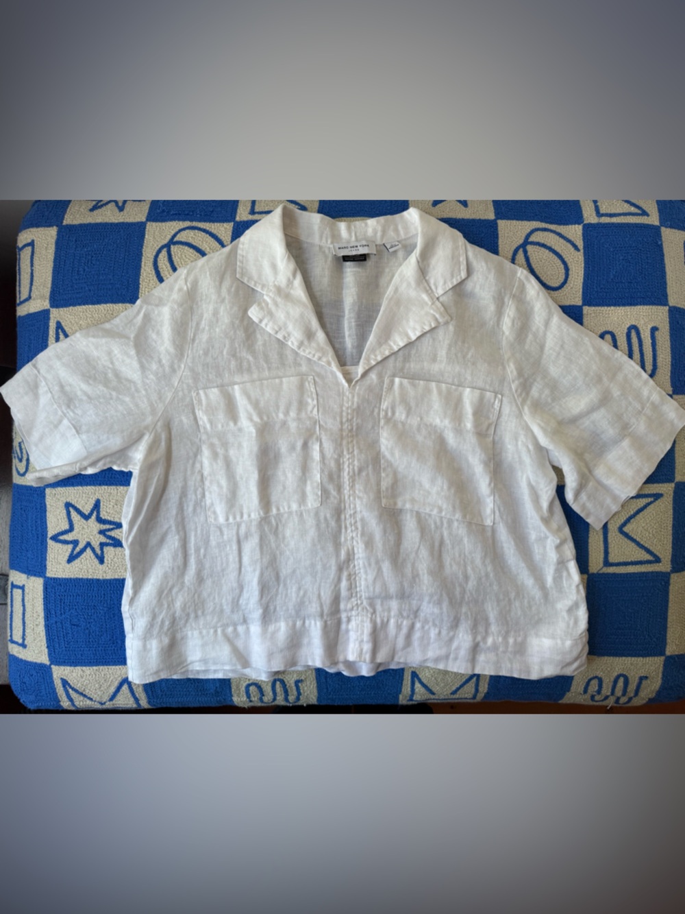 Marc New York 100% Linen Blouse White Large